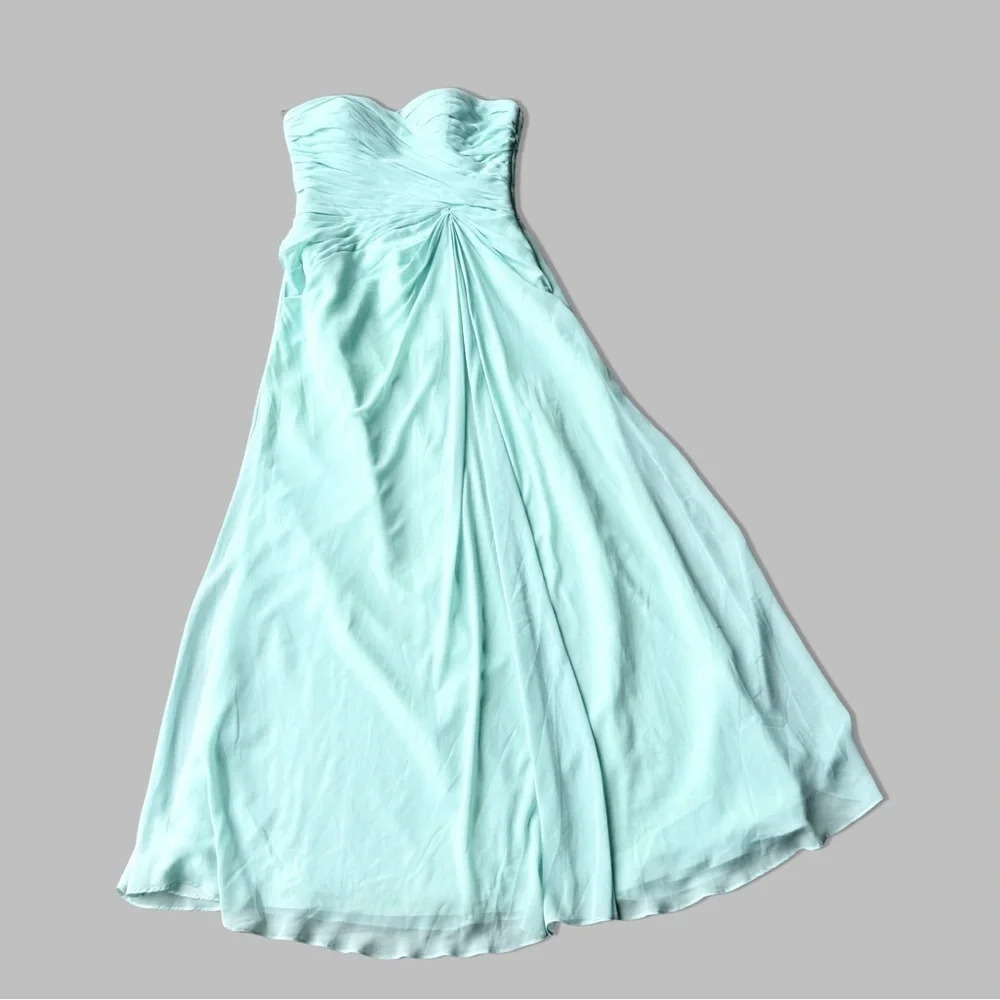 Bill Levkoff Chiffon Strapless Sweetheart  Neckline
Pleated Bodice Maxi Dress